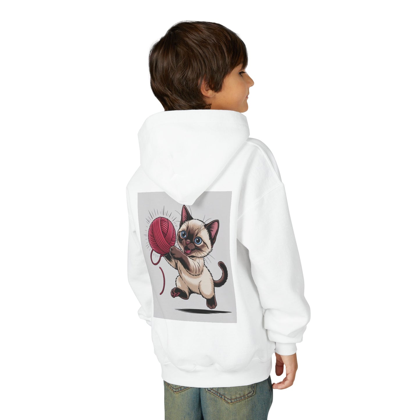 Youth Cat Basketball Hoodie with Playful Design, Cozy Sweatshirt for Kids, Perfect Gift for Animal Lovers, Ideal for Birthdays and Holidays