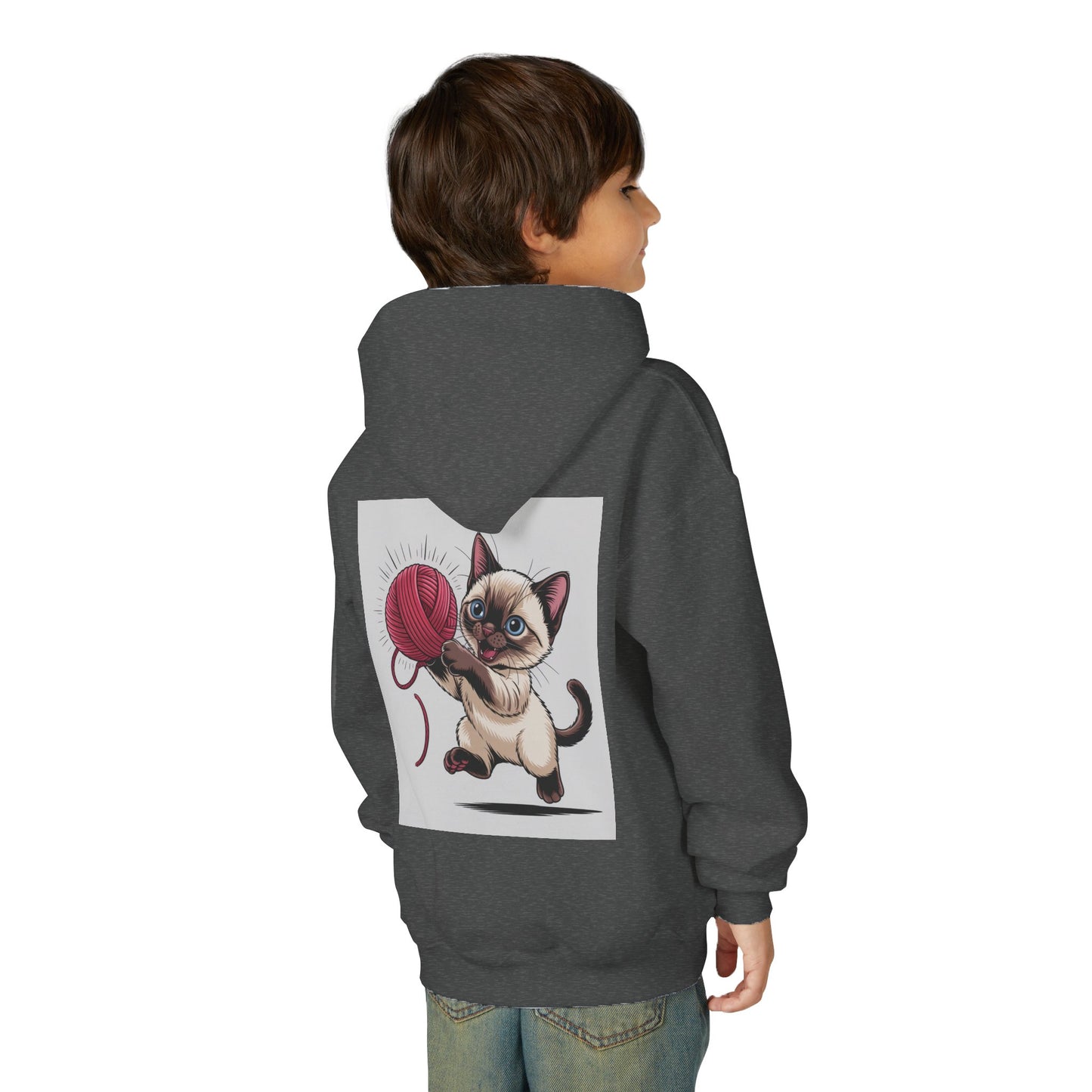 Youth Cat Basketball Hoodie with Playful Design, Cozy Sweatshirt for Kids, Perfect Gift for Animal Lovers, Ideal for Birthdays and Holidays