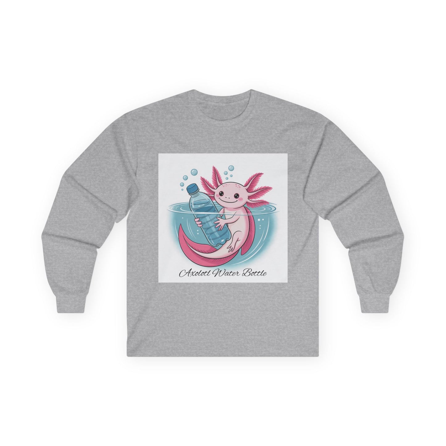Whimsical Long Sleeve Tee, Cute Axolotl Shirt, Animal Lover Gift, Fun Casual Wear, Birthday Gift, Nature Lover Apparel
